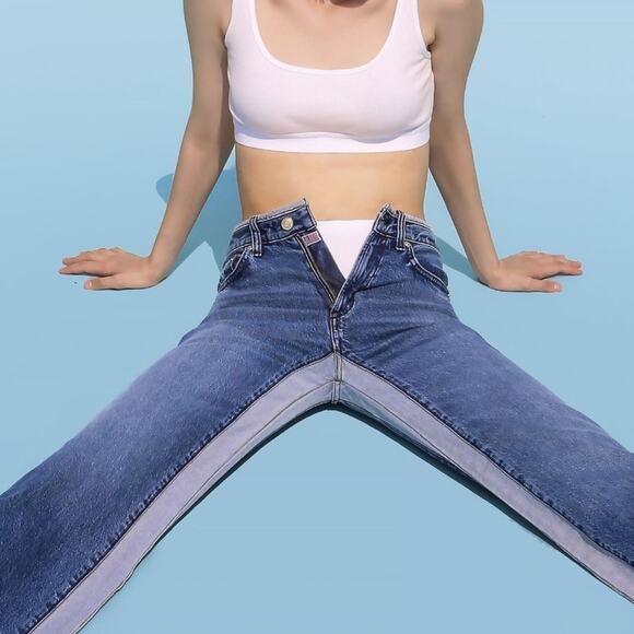 NEW Daily Blue by Adriano Goldschmeid Virgo Wide Leg Jeans Two Toned Size 30 - Picture 5 of 12